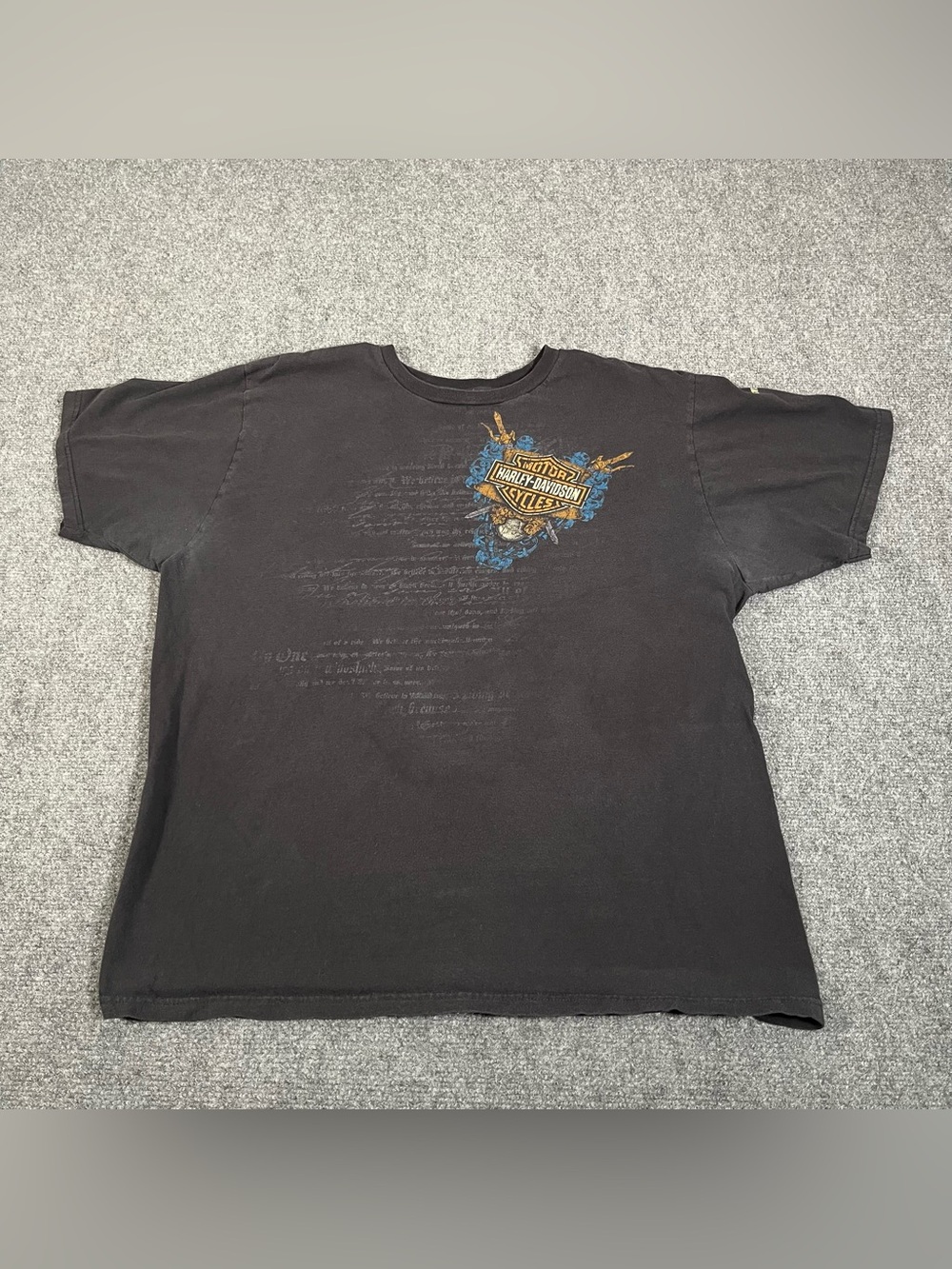 Vintage Harley Davidson Shirt Men’s Size Xl Black Y2K Faded Affliction Style Aop